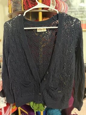 Classic Hollister Navy Cropped Cardigan